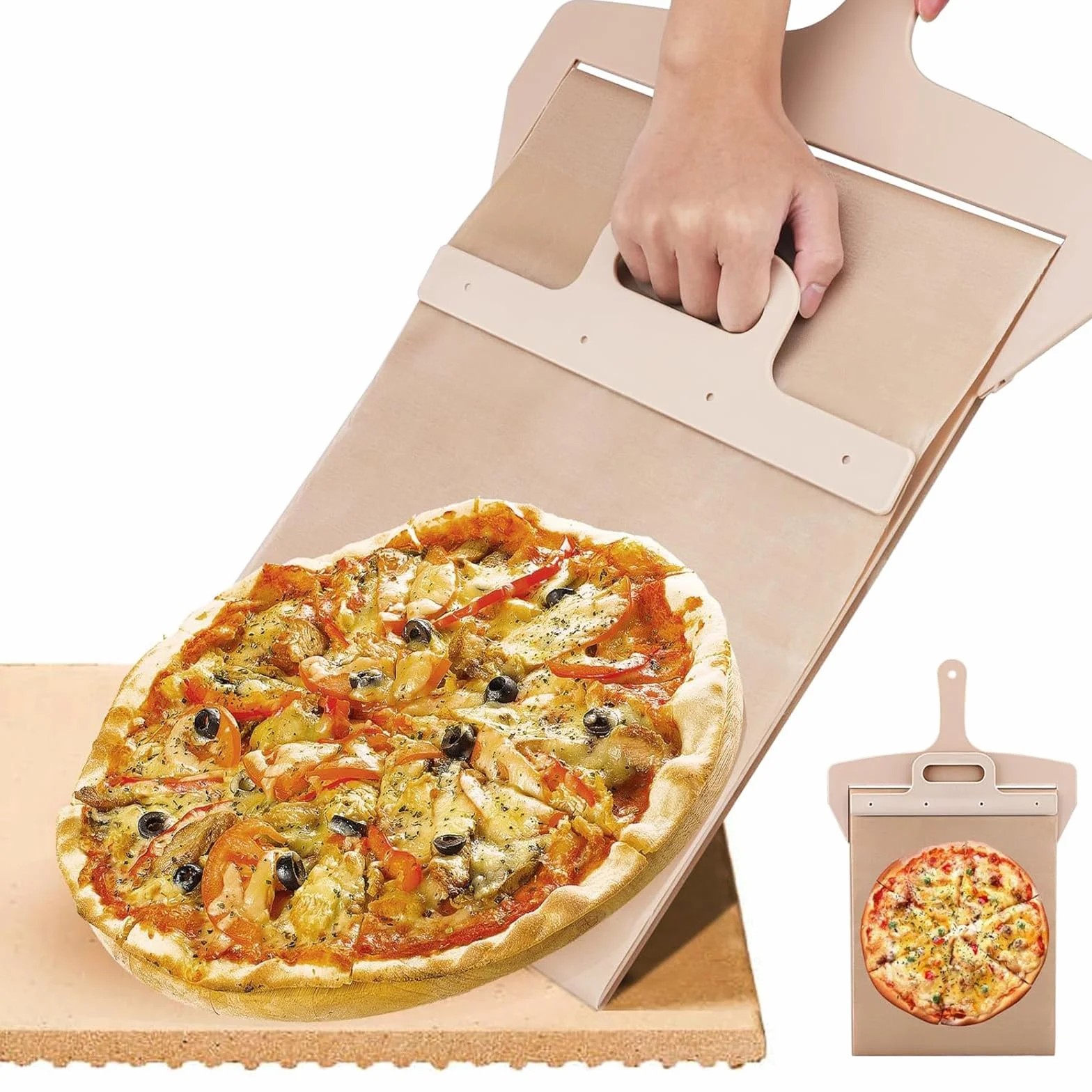 Pala per Pizza Scorrevole Sliding Pizza Peel, Pala Pizza Scorrevole, 30cm*58cm, Argento, Moderno