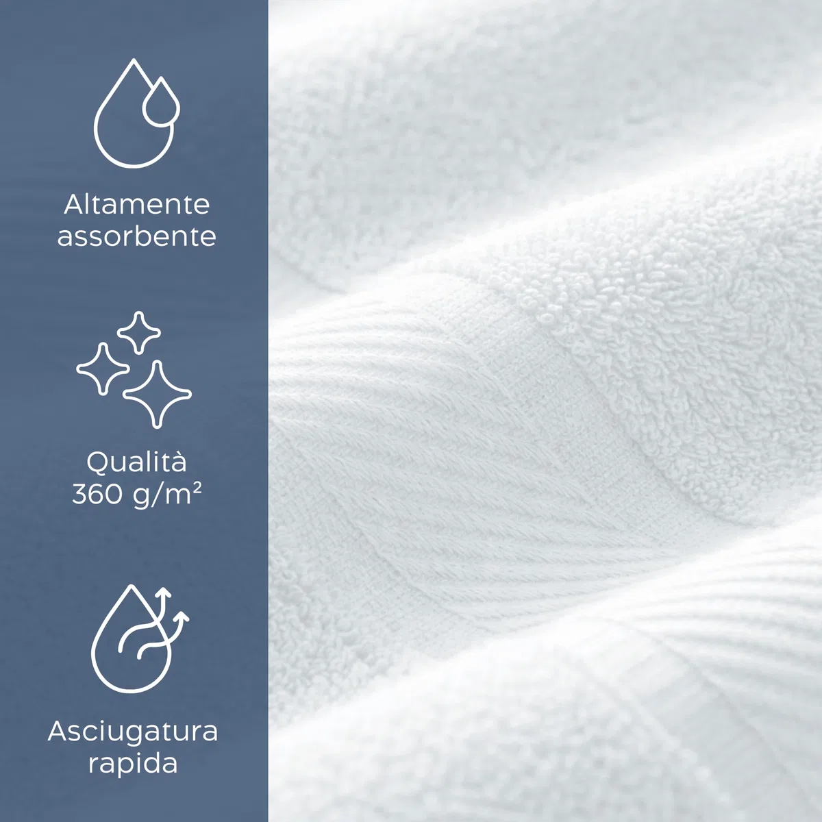Twinzen Asciugamano Bagno Grande 100x200 cm – Telo Bagno e Telo Doccia Grande XXL in 100% Cotone, Assorbente e Morbido, Con Passante, Certificato OEKO-TEX, Bianco
