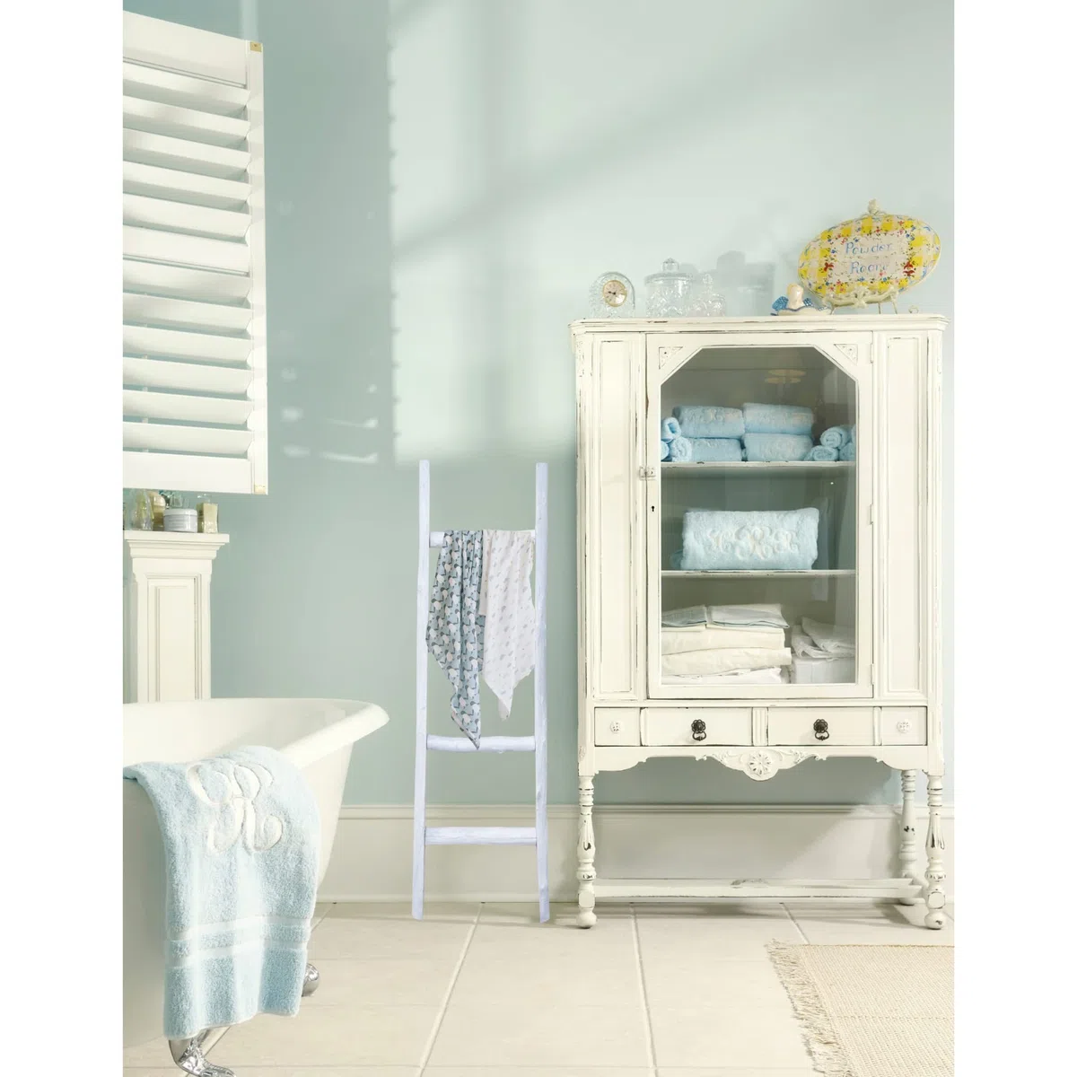 Biscottini Scaletta porta asciugamani bagno 100x7x28 - Scala Decorativa in Legno - Scala portasciugamani - Scaletta legno appendi asciugamani - Portasciugamani da parete Metallo, Bambu