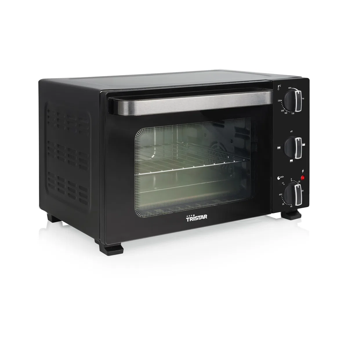 Tristar Forno Mini 20 L, 1300 W, Calore Superiore e Inferiore, Termostato Regolabile, Timer 60 Minuti, Porta Doppio Vetro, Teglia e Griglia, OV-3650