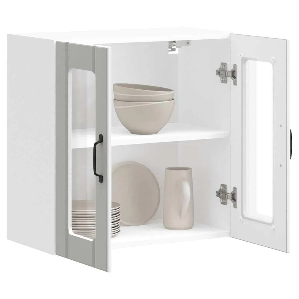 vidaXL Pensile da Cucina con Porta in Vetro Lucca Bianco Truciolato, armadietto pensile Cucina, pensile per Parete Cucina, pensile Cucina a Parete