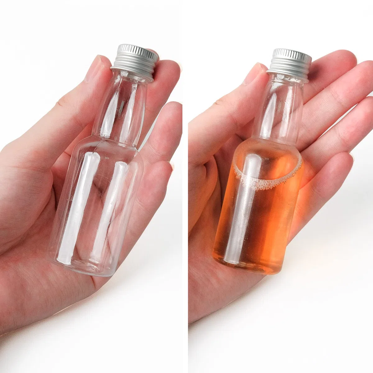 Confezione da 50 mini bottiglie per liquore, 60 ml di plastica con tappo a vite, riutilizzabili piccole bottiglie di liquore per matrimoni, feste, viaggi