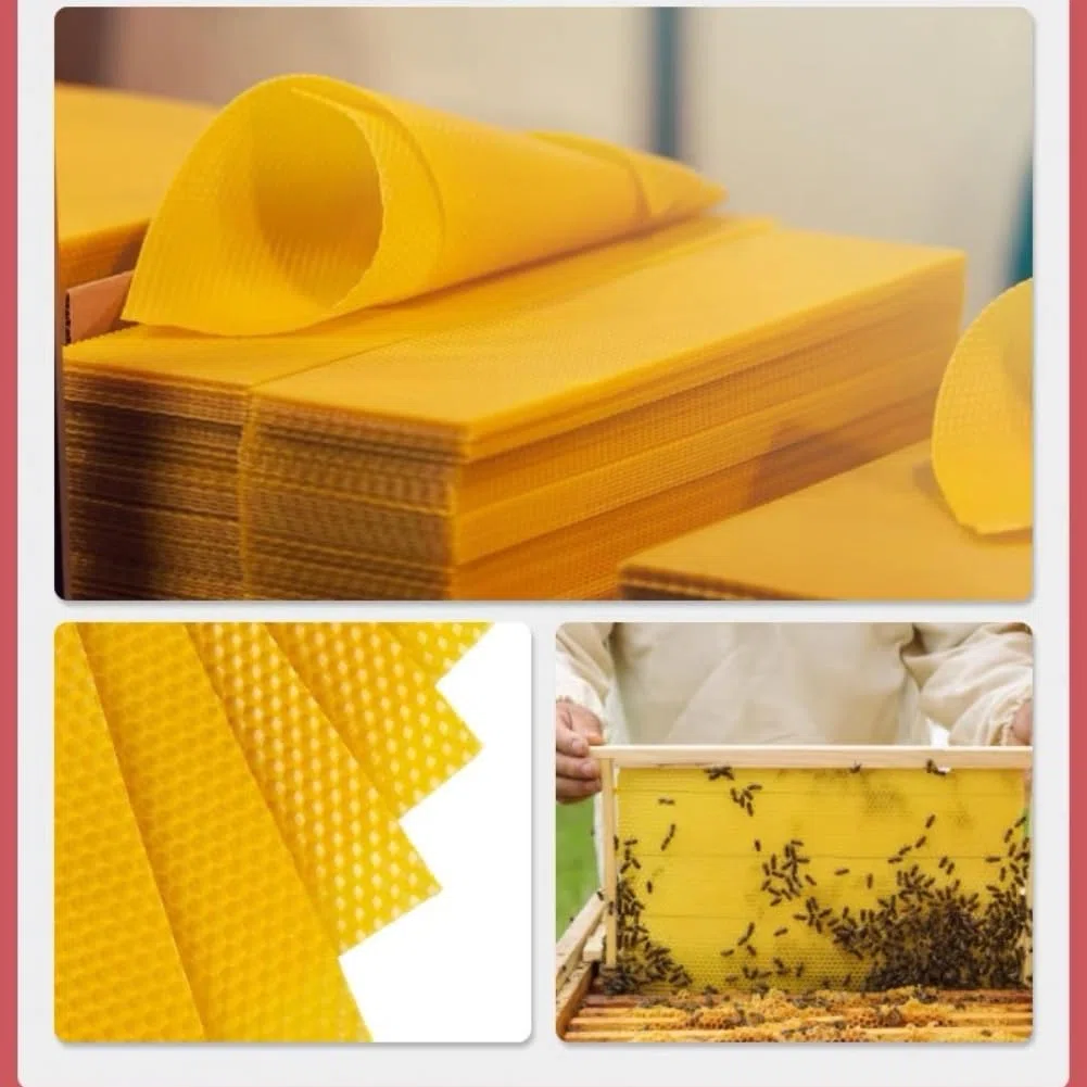Stampo per cera d'api, 2 pezzi flessibile in gomma gialla con motivo esagonale resistente all'usura, foglio fondazione per alveare 5,4 mm, apicoltura fai da te produzione cera