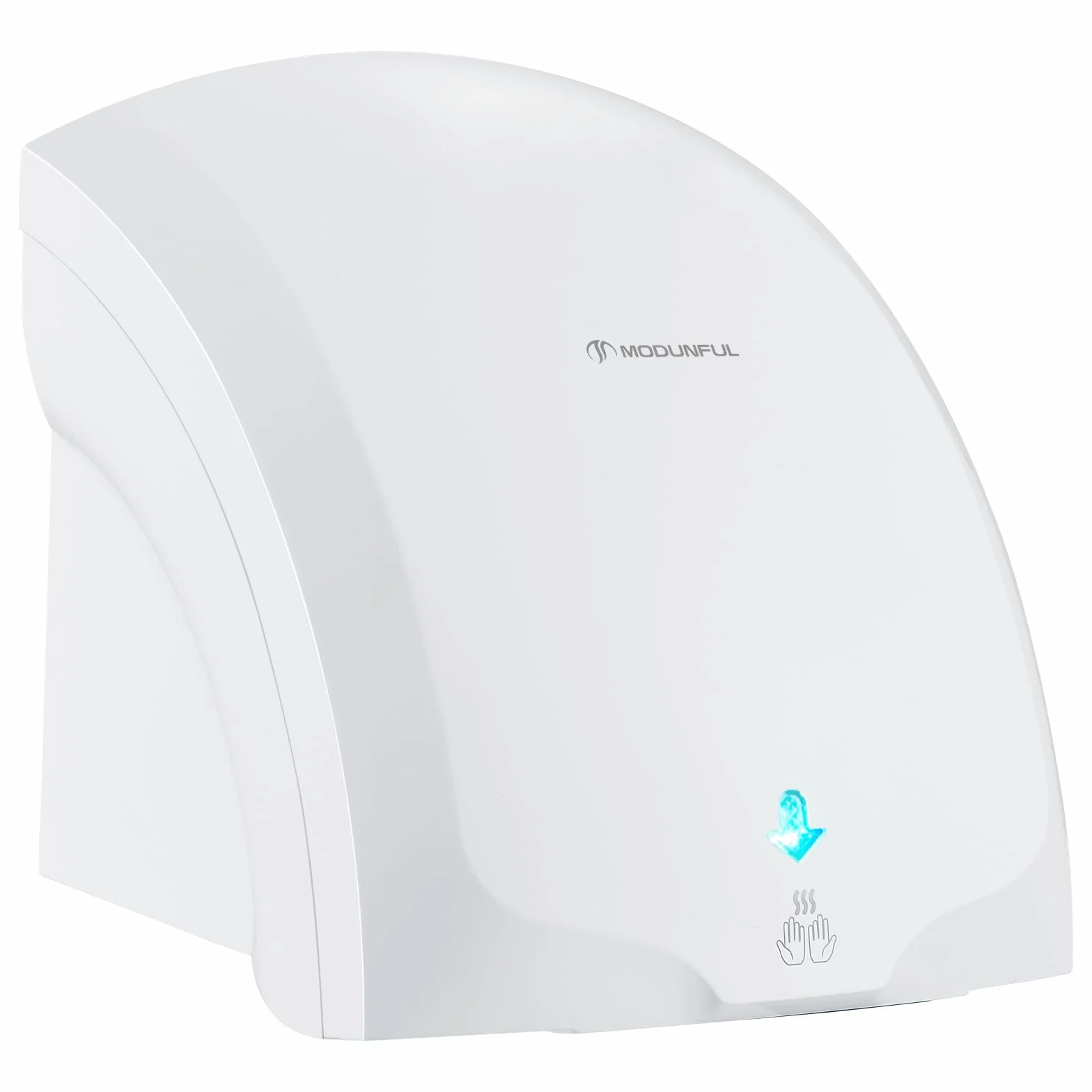 modunful Asciugamani automatico Asciugamani a muro con luce pilota, asciugatura ad aria calda e fredda, compatto classico commerciale 220V 2000W bianco