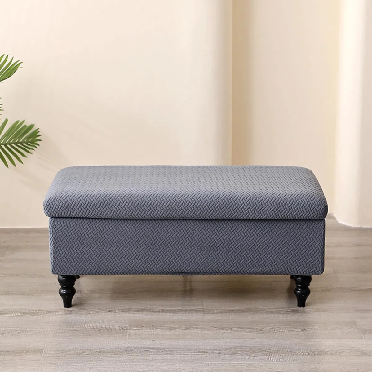 Fodera For Ottomano Elasticizzata Rettangolare Morbida Elastica Copri Panca Portaoggetti Pieghevole Poggiapiedi Lavabile Protezione For Mobili For Sgabello Rimovibile Fodere Pouf(Dark Gray,80-110cm)