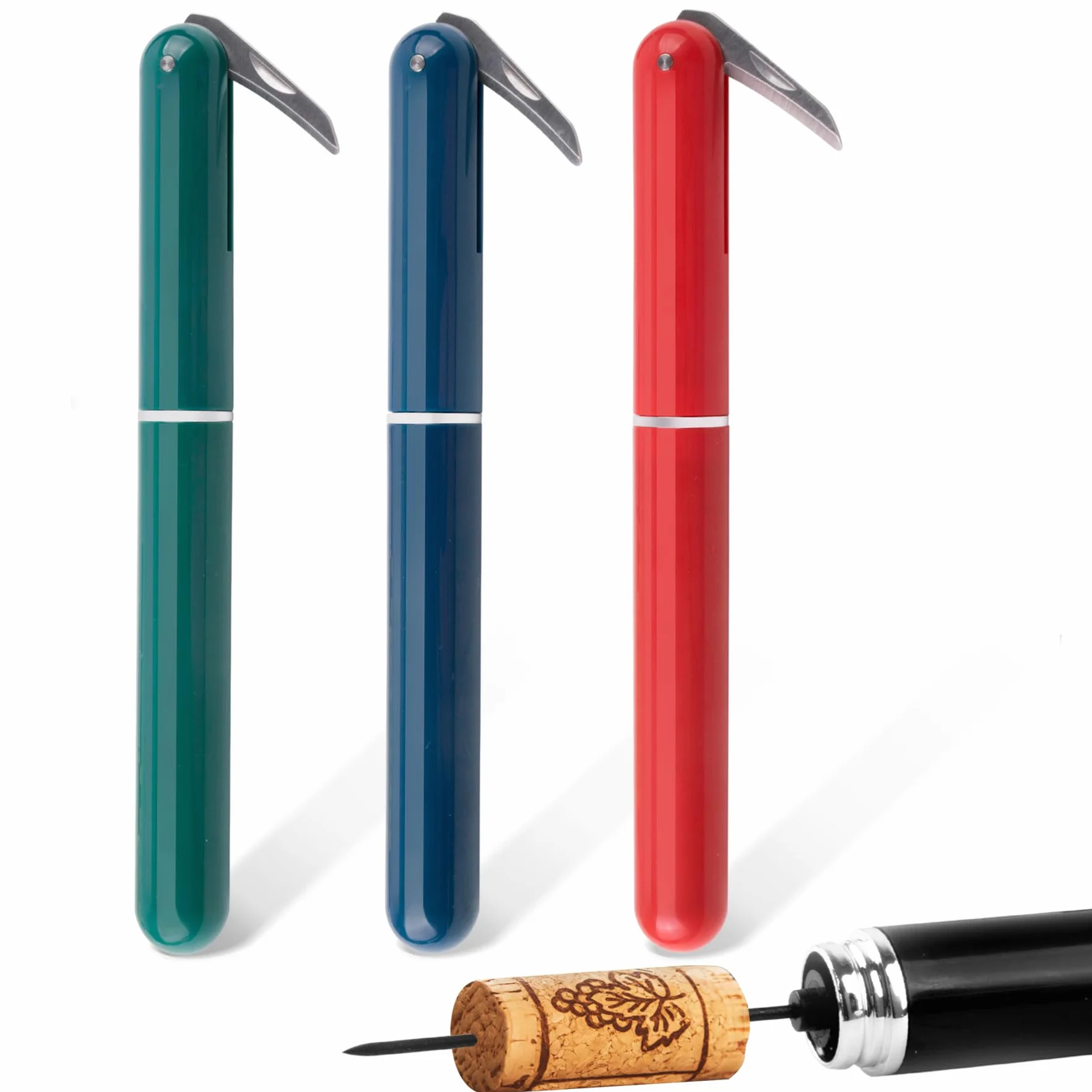3 Pezzi Apribottiglie a Pressione d'aria con Tagliacapsule, Cavatappi Pompa, Portatile Tascabile ad Aria Apribottiglies, Regalo per Gli Amanti Del Vino