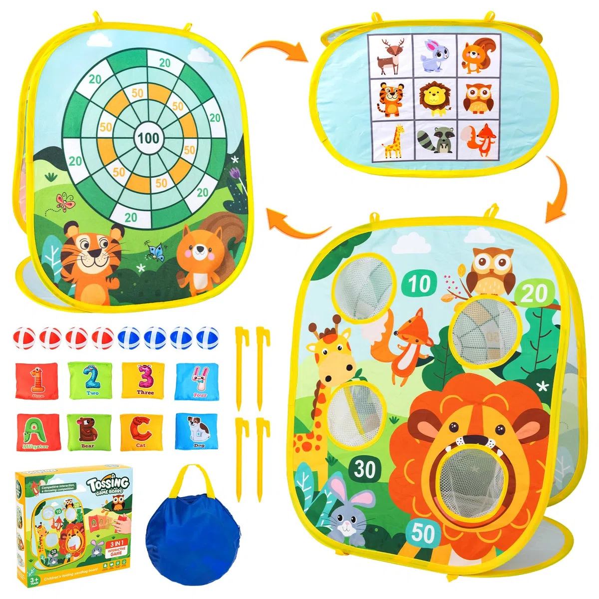 Giochi da Esterno per Bambini 3-6 Anni Gioco di Lancio di Sacchi di Fagioli Feste di Compleanno Bambini e Festa all Aperto Set di Attrezzature da Gioco Carnival Combo Sport e Giochi