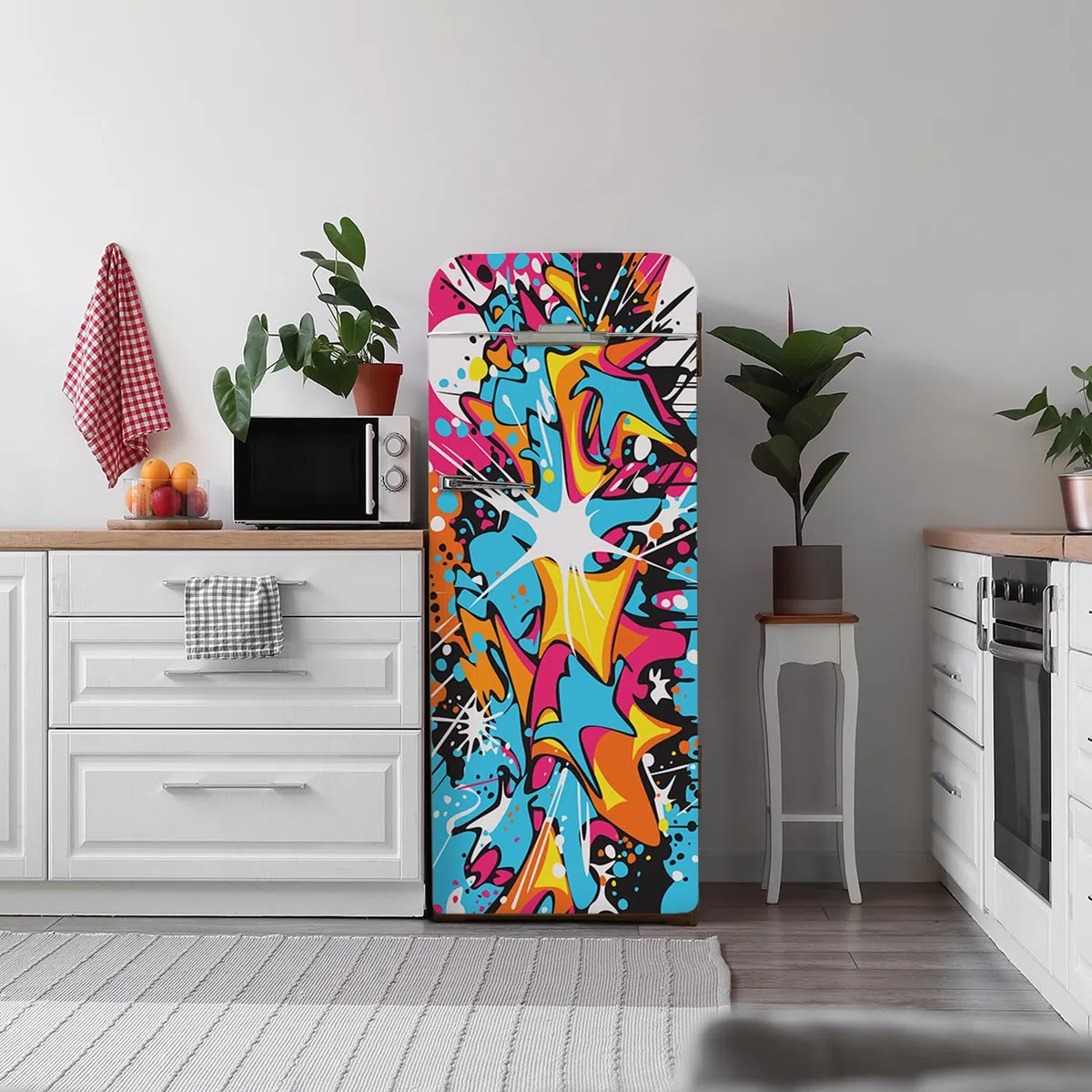 Alwayspon 56 x 163 cm Graffiti Art vinile adesivo frigo Wrap Peel and Stick Frigo Stickers Covers Skins, rimovibile Frigorifero Murale Decalcomania per cucina Home Decor