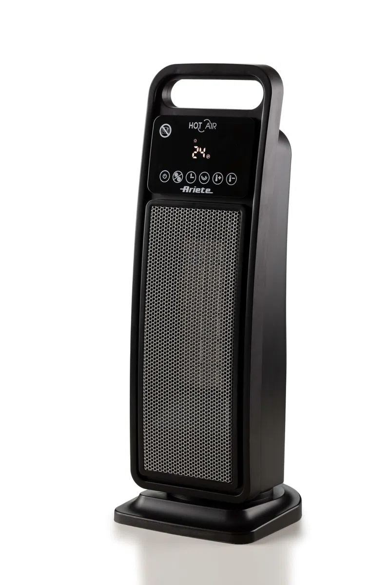 Ariete 8212 Stufa elettrica a torre, 2000W, Funzione ventilazione, Funzione oscillazione, Timer fino a 8 ore, Led display, Tecnologia ceramica, Basso consumo energetico, Nero