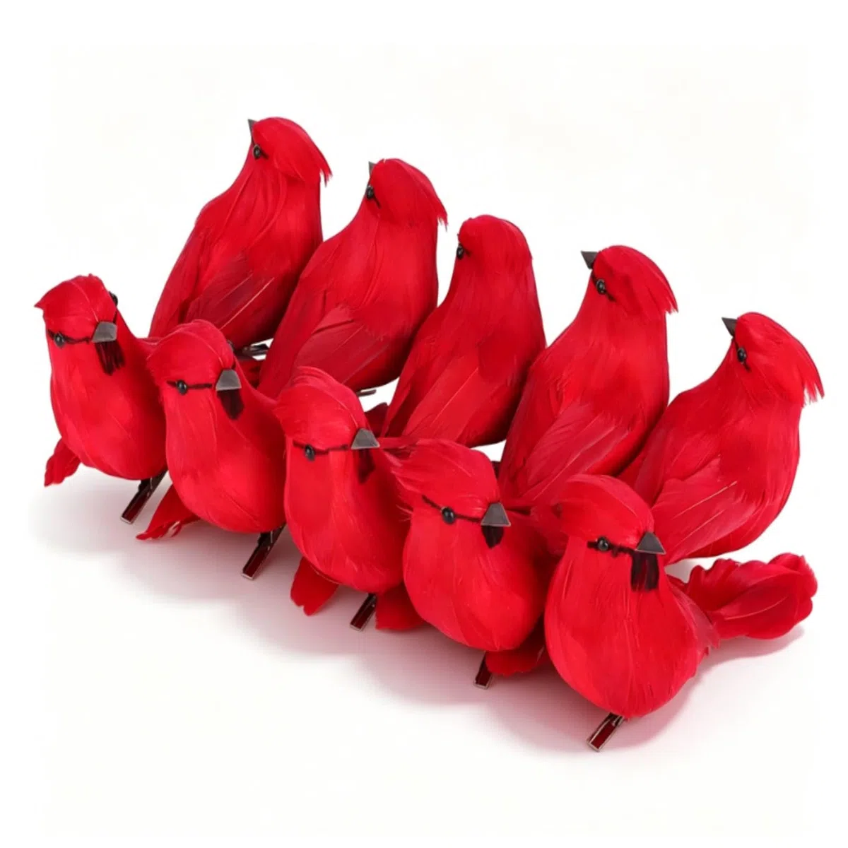 HERCHR 10 Pezzi Cardinali rossi artificiali con clip, 5,31 pollici Mini ornamenti natalizi a forma di cardinale con clip