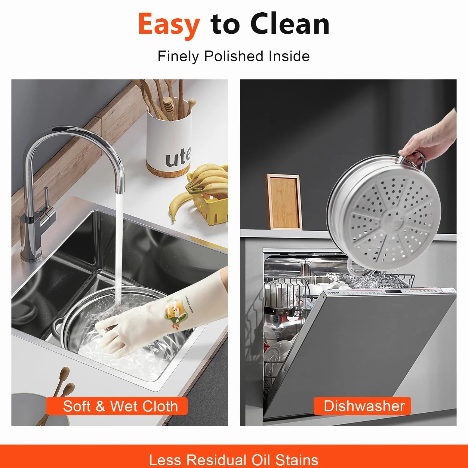 Steamer a 3 strati da 28 cm, pentola a vapore con manici Steamery, vaporiera impilabile con coperchio in vetro per la casa, pentola per cucinare a vapore in acciaio inox per gas, elettrico, induzione