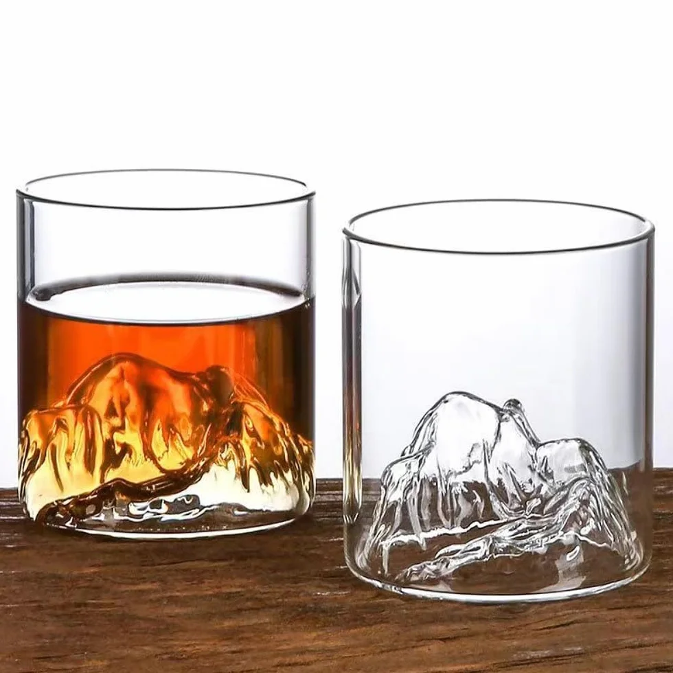 Set di 2 bicchieri in cristallo giapponese Fujiyama da 296 ml per whisky, cognac, martini, cocktail, rum, birra (trasparente), RY-24022902