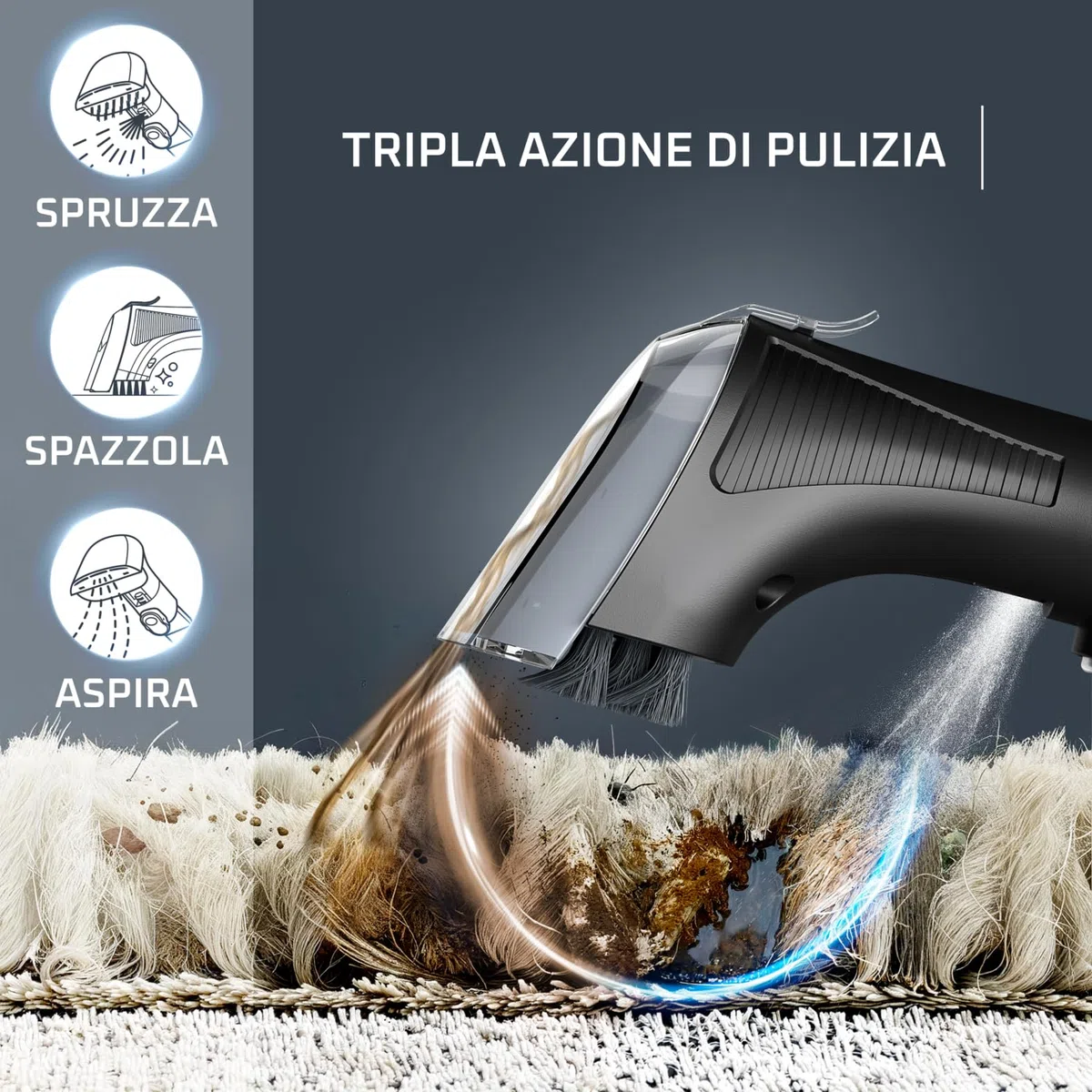 Rowenta Clean It Hot & Cold, Smacchiatore 3 in 1 con Tecnologia PowerHeat, per Pulizia a Caldo e Freddo di Tappeti, Divani e Auto, Colore Copper Tinto, 1150W, IN7021