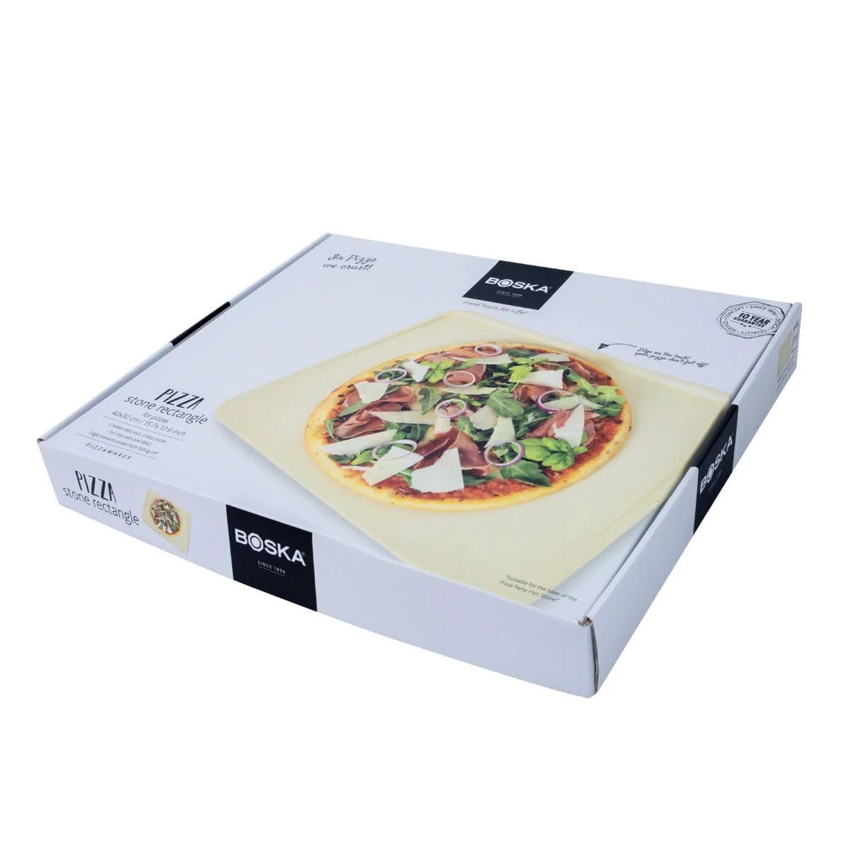 Boska Pietra Pizza Deluxe Rettangola/Per il forno/Pizze con la qualità di quelle fatte nel forno di mattoni/Bordo rialzato lussuoso/Cordierite / 32x40 cm