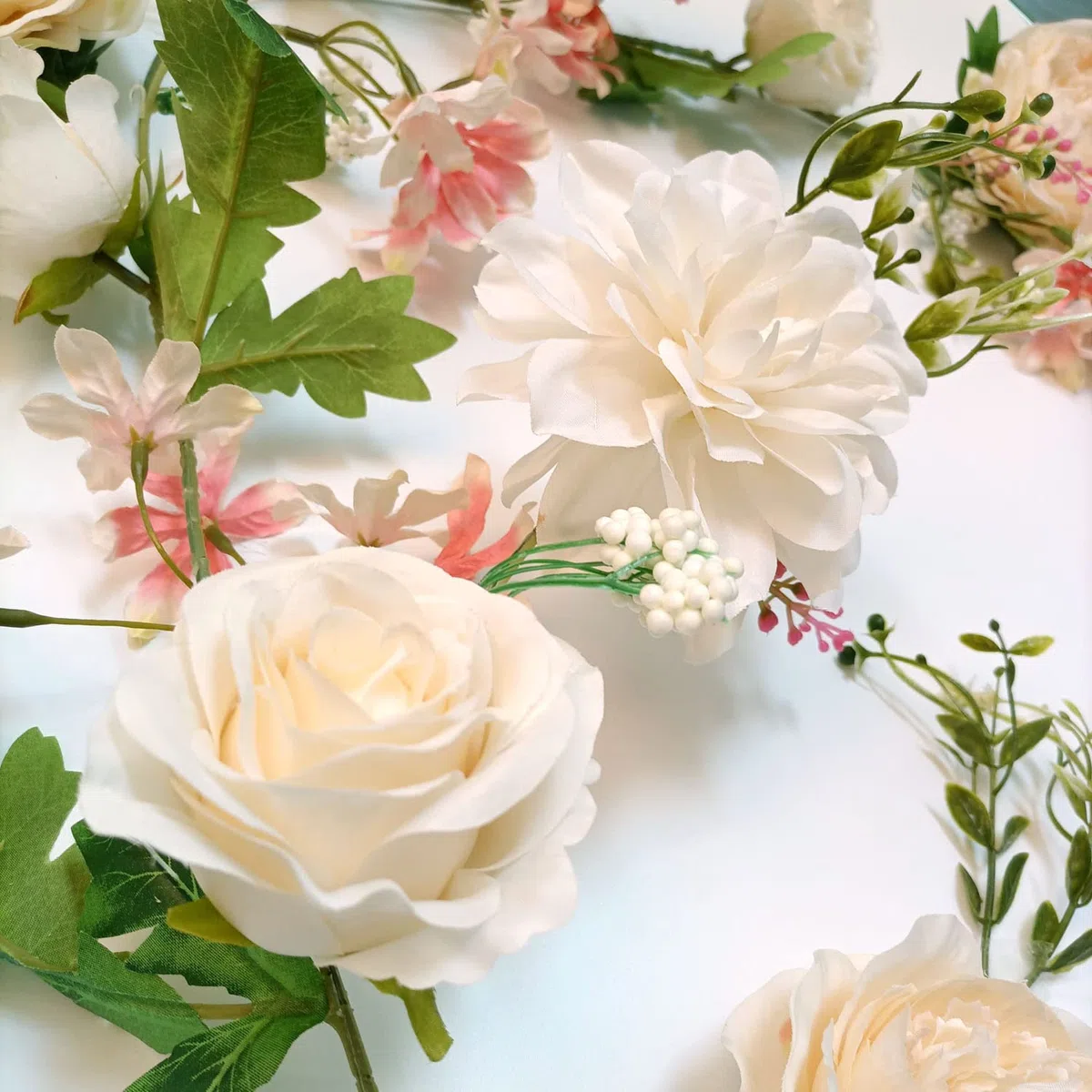 Ghirlanda di Peonie, 180cm, Ghirlanda Fiori Artificiali, Fiori per Arco, Ghirlanda Floreale per la Decorazione di Nozze Home Table Decorazione (Ghirlanda Di Peonia Champagne)