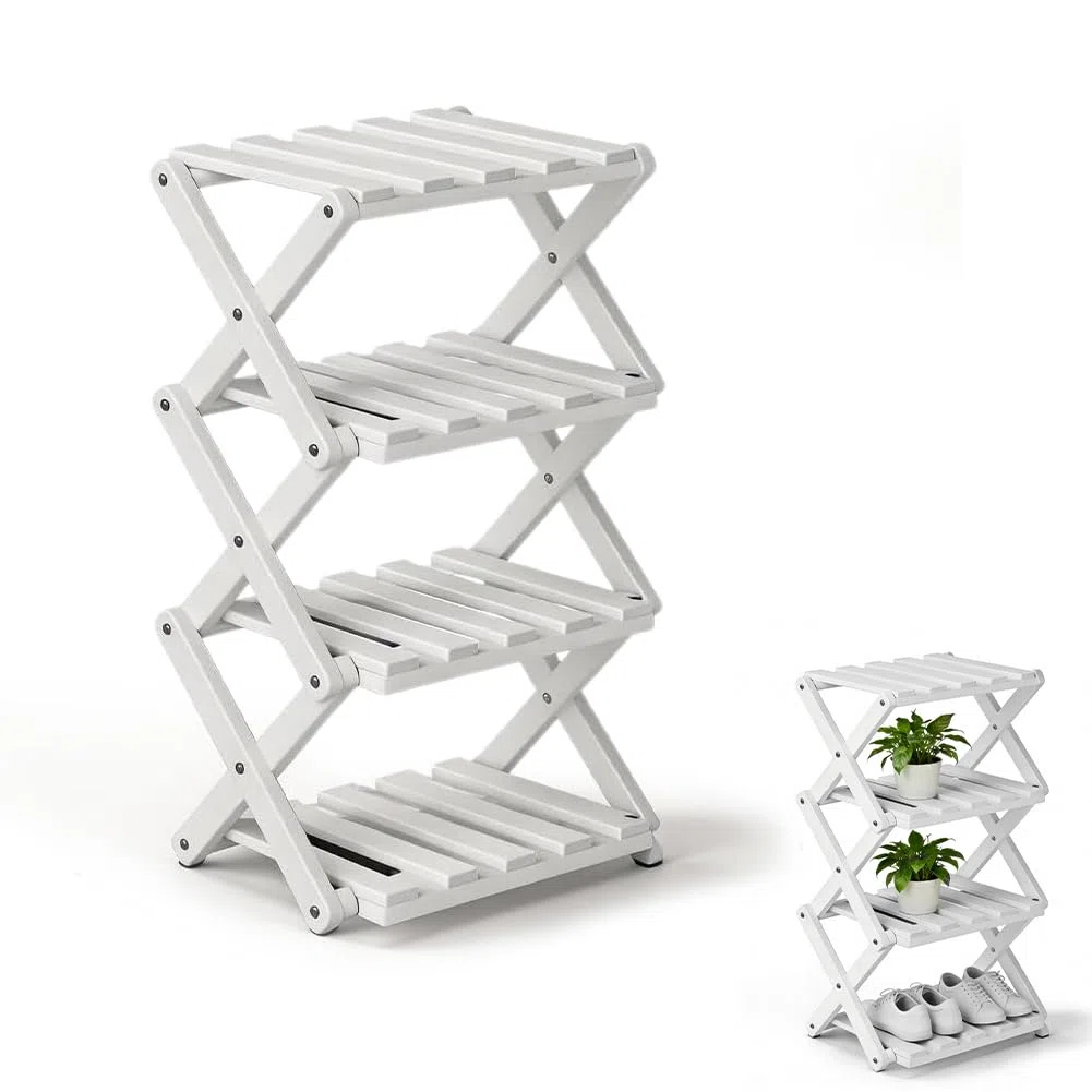 Scarpiera verticale stretta, a 4 livelli, portatile, verticale, senza installazione, scarpiera, salvaspazio, pieghevole, per piccoli spazi, corridoi, camera da letto, corridoio, angolo