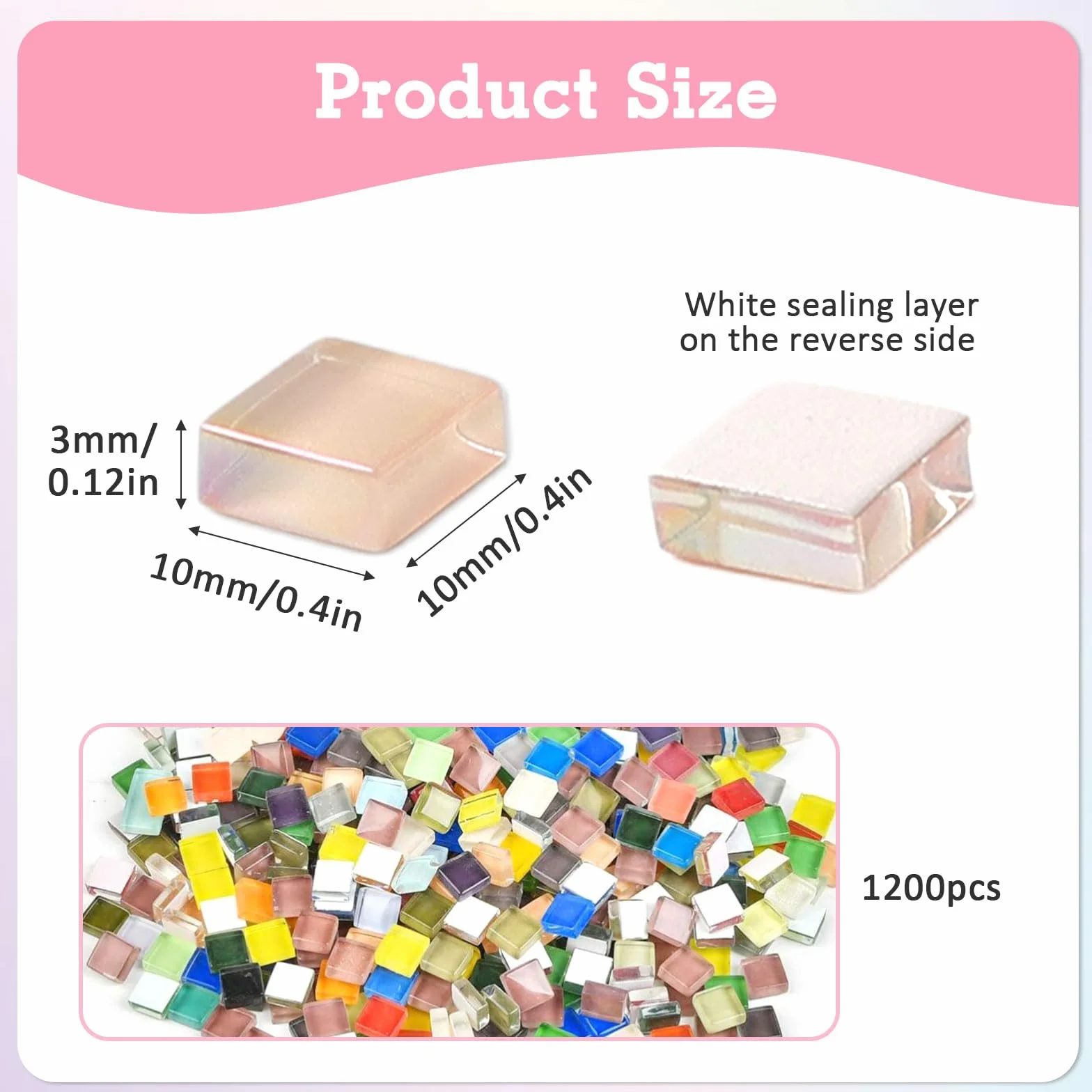 1 kg di pietre quadrate per mosaico in vetro, 1 x 1 cm, pietre colorate per mosaico, circa 1200 pezzi, mosaico di cristallo, mini piastrelle per mosaico per progetti artistici fai da te, decorazioni a