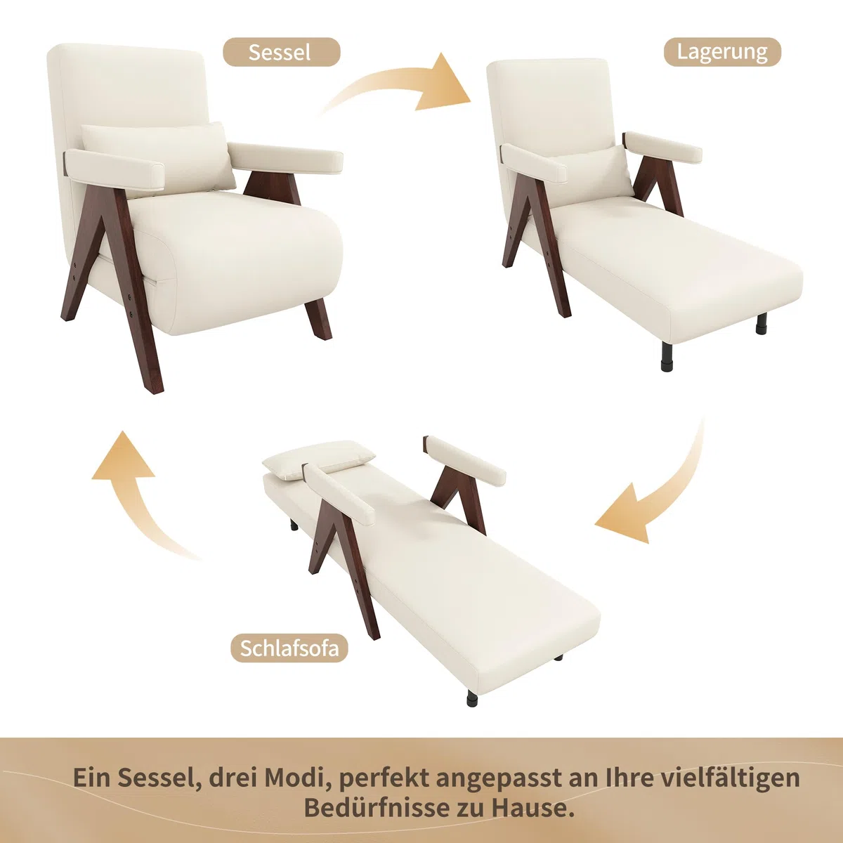 Kebnor Design Moderno: Poltrona Conversione 3 in 1 con Funzione di Sonno, Divano Letto Trasformabile, Pieghevole Imbottita, Lounge, Letto Singolo, Adatta per