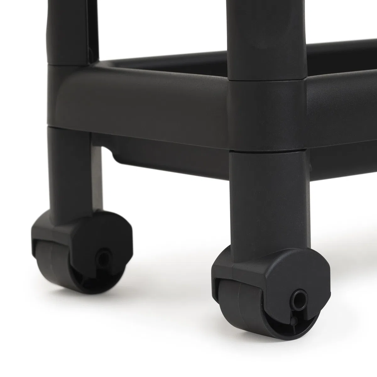 DEA HOME Tina Carrello salvaspazio nero 53x17x71h cm, in plastica resistente con 3 ripiani forati, con ruote e maniglie ergonomiche, pratico e versatile, per riporre oggetti in ambienti domestici