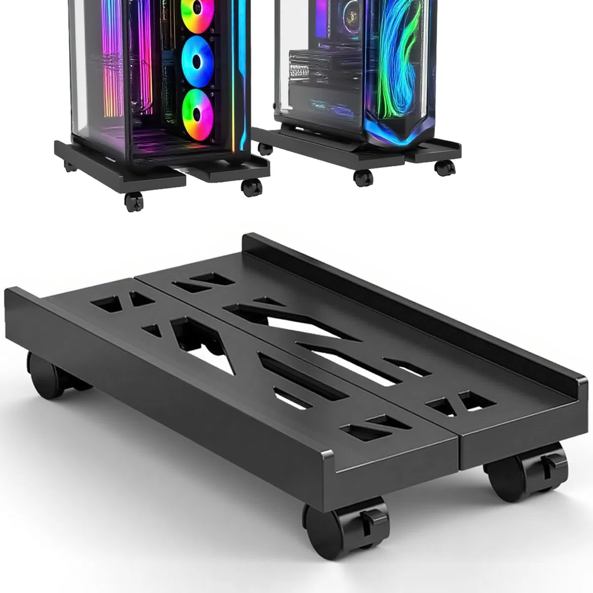 Supporto PC Fisso: Carrello Porta PC con Ruote Supporto per CPU Regolabile Supporto da Pavimento per CPU PC Computer Desktop Piante in Vaso - CPU Holder Cart