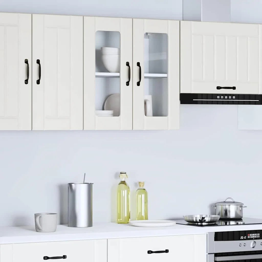 vidaXL Pensile da Cucina con Porta in Vetro Lucca Bianco Truciolato, armadietto pensile Cucina, pensile per Parete Cucina, pensile Cucina a Parete