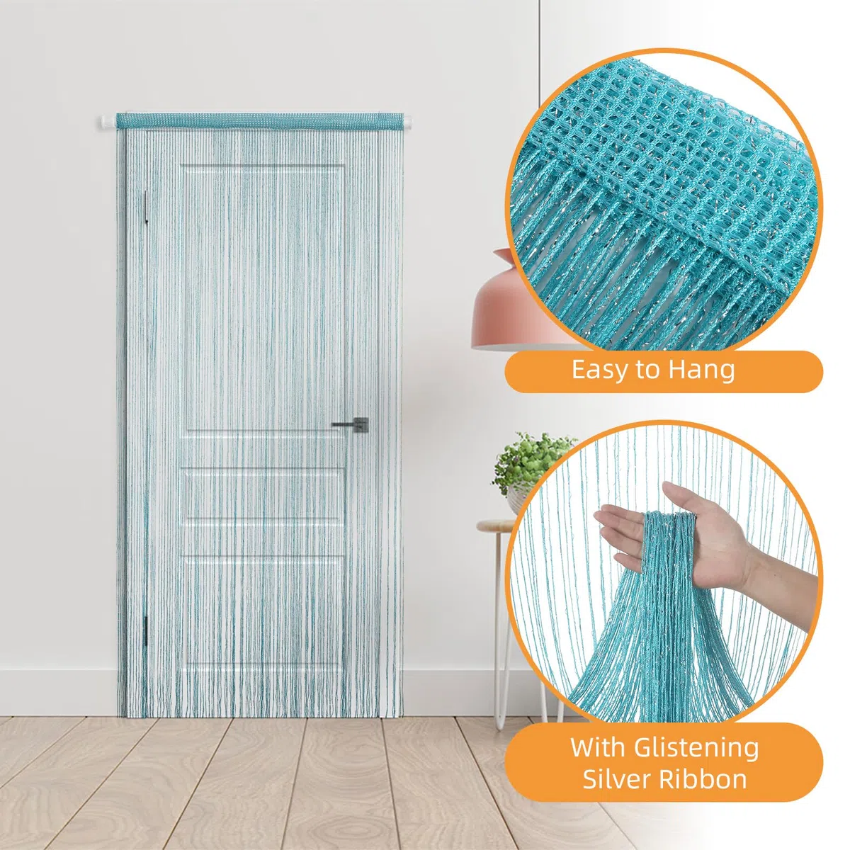 LITLANDSTAR 4 tende a fili per porta, con brillantini, decorazione per finestre, divisori e perle, per matrimoni, feste, 100 x 200 cm (blu)
