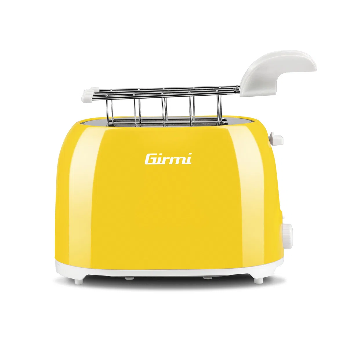 Girmi TP10 Tostapane, 750 W, Pinze estraibili inox, 7 livelli di cottura, Funzione tostafetta, Raccogli briciole, Espulsione automatica, Spegnimento automatico, Giallo