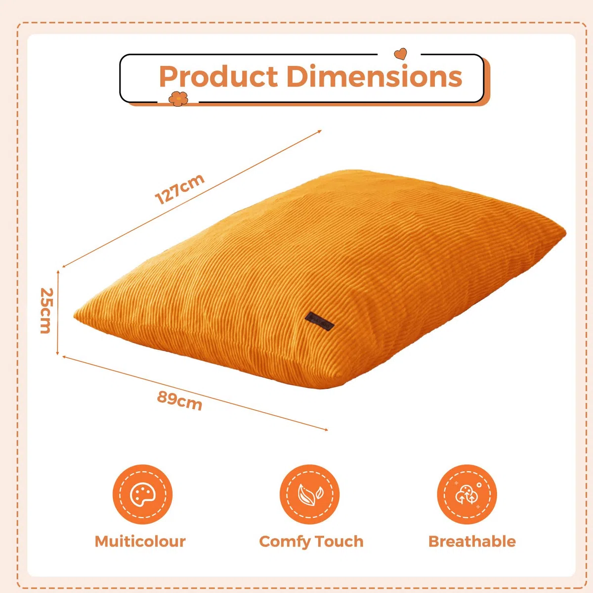 MAXYOYO Pouf da Salotto, Copertura Rimovibile in Velluto Costoluto, Pouf Letto con Imbottitura in Schiuma Morbida, Sacco Puff per Bambini Stabile Senza Struttura, Divano da Salotto