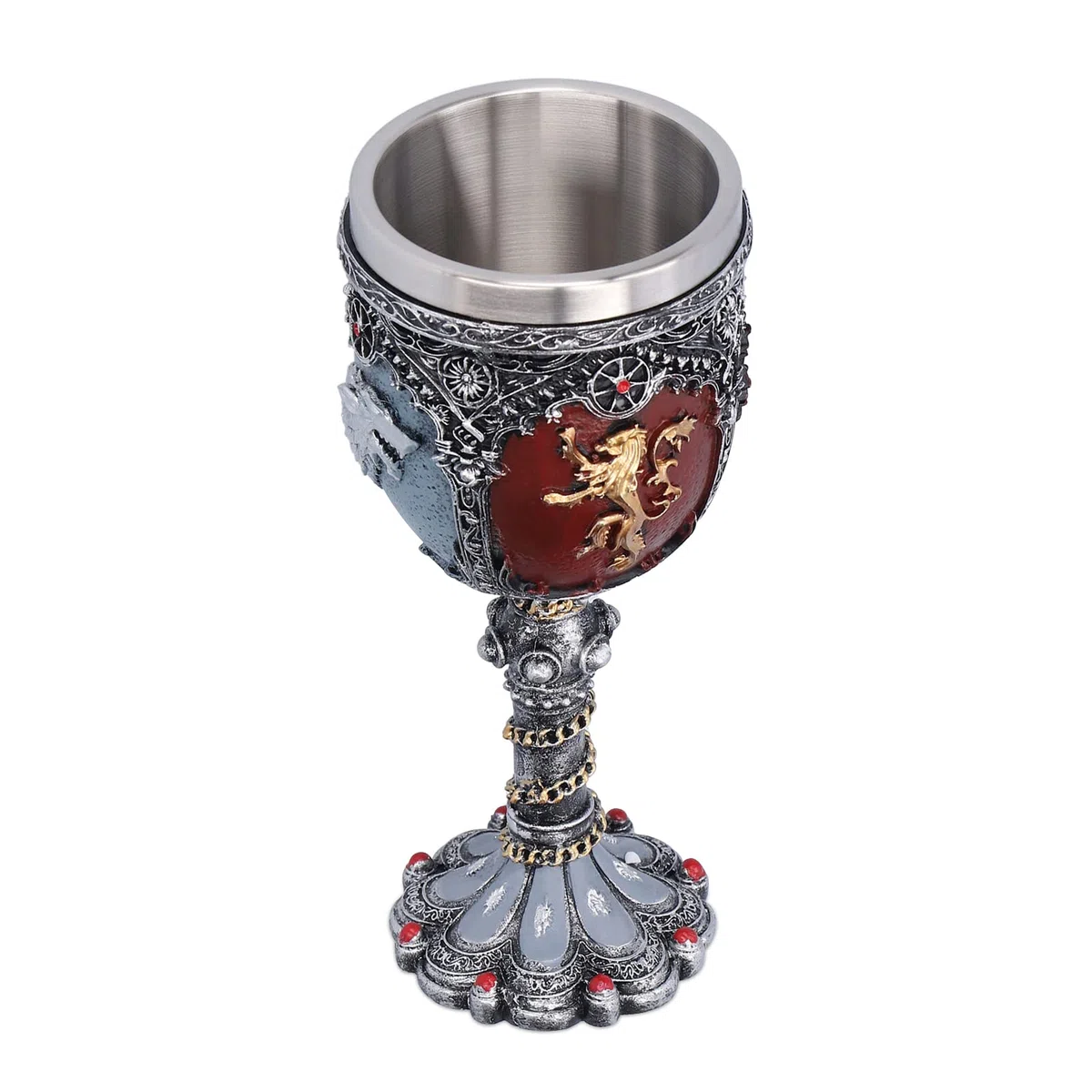 Cyrank Bicchiere vintage, bicchiere da vino in acciaio inox tazze medievali taglio calice goffratura 3D per forniture per feste di bar di Halloween