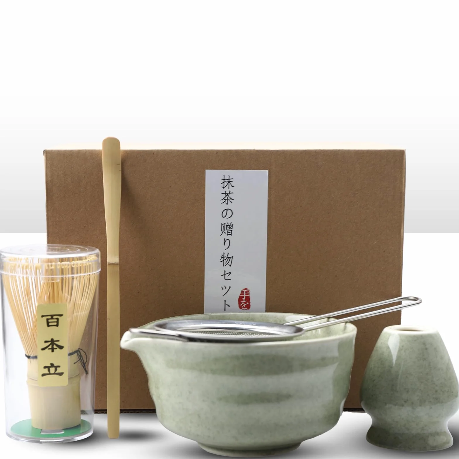 Matcha Kit Set da tè giapponese 5 pezzi ciotola tradizionale frusta paletta colino polvere