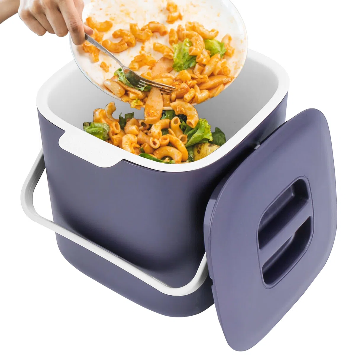 Pattumiera biologica da cucina 4 litri per rifiuti biologici quotidiani con coperchio, antiodori, inserto interno rimovibile, facile da pulire (viola chiaro)