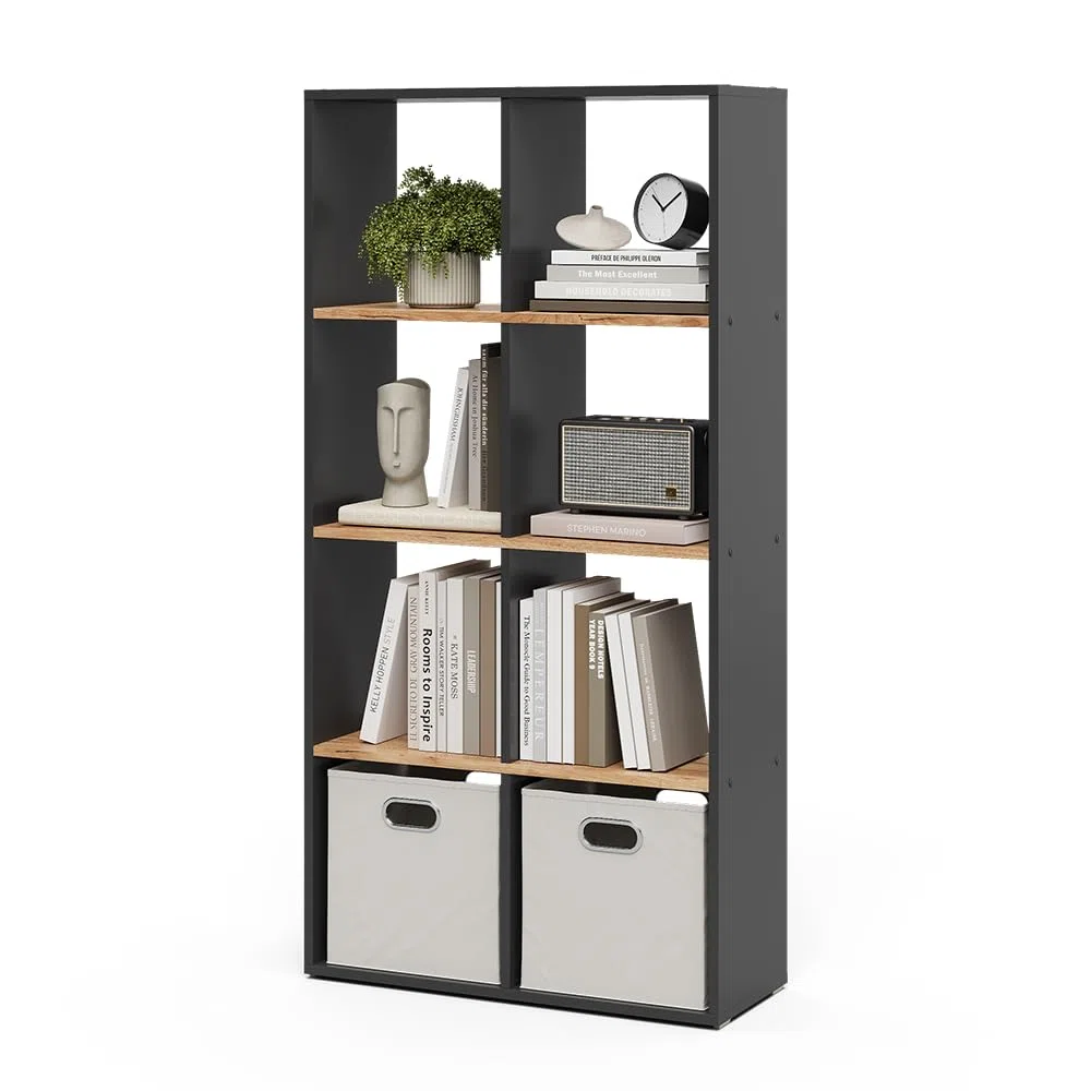 Vicco Scaffale Scutum, Antracite/Rovere dorato, 143 x 72 cm, per l’utilizzo come divisorio o come libreria aperta