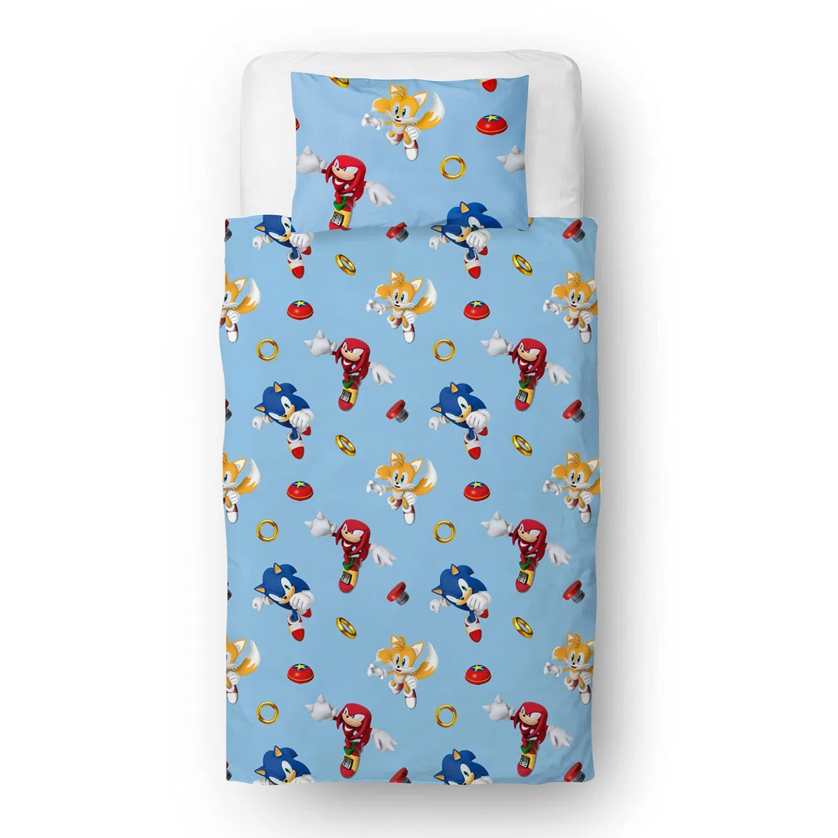 Sonic The Hedgehog, set copripiumino per letto singolo ufficiale con design Jump reversibile su 2 lati, con federa coordinata, set da letto singolo da gioco di Character World Brands | policotone