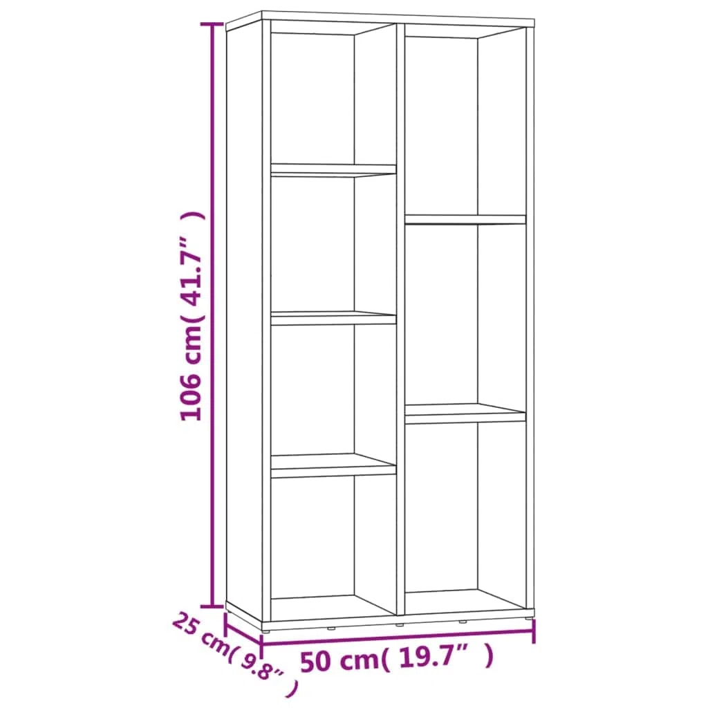 Scaffale decorativo per soggiorno, libreria, ufficio, libreria, grigio cemento, 50 x 25 x 106 cm, materiale in legno, per libri, soggiorno, studio, ufficio
