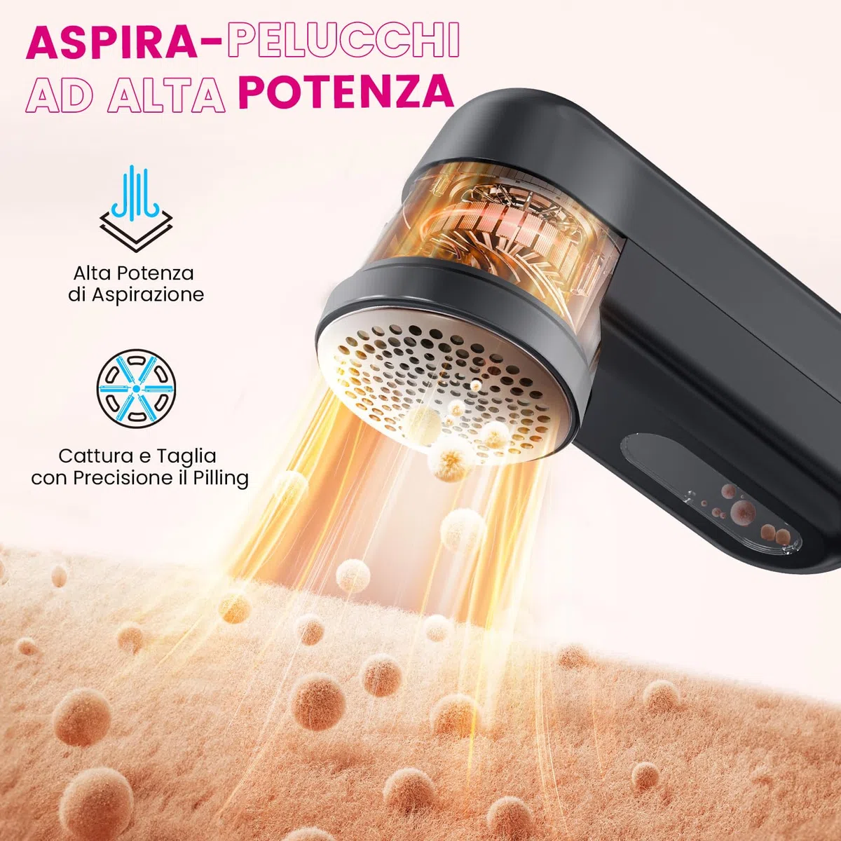 Ziitty Leva pelucchi Elettronico, Viene Fornito con 3 Lame da 6 in Omaggio, Display LCD, Cavo di Ricarica Type-C, Piccola Spazzola, Adatto a Tutti i Tessuti, Grande Regalo di Famiglia per le Donne