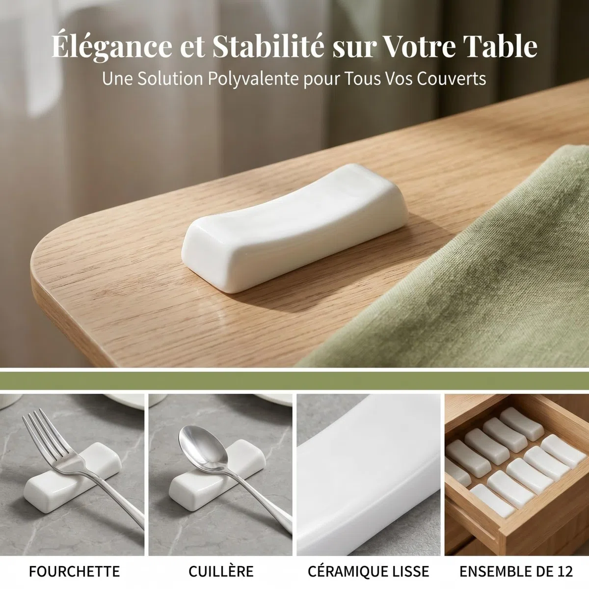 Toyvian Supporto Poggia-Bacchette in Ceramica Bianca 12 Pezzi, Porta-Couverts Piccolo Formato per Ristoranti, Hotel e Tavole Domestiche