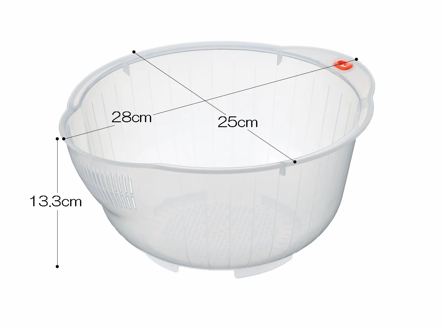 Inomata Japanese Rice Washing Bowl with Side And Bottom Drainers, Trasparente