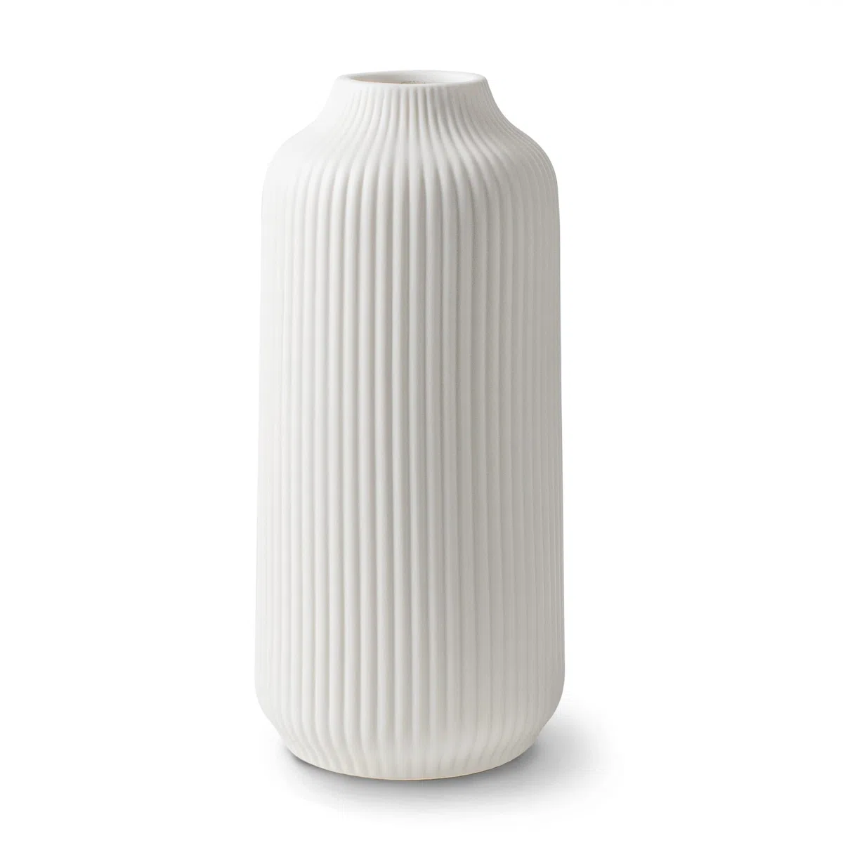 flature Vaso in ceramica con scanalature, piccolo vaso decorativo per erba della pampa come decorazione boho, piccolo vaso bianco opaco, altezza 21 cm, per fiori, decorazione per la casa per fiori