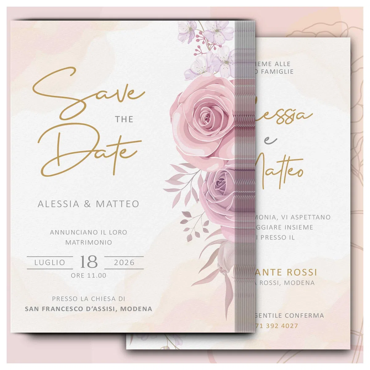 Partecipazioni Matrimonio Personalizzate 8pz Stampa inclusa - Inviti Matrimonio Personalizzabili in Carta Martellata Alta Qualità 200gr - 16x11,5cm - Essential WI-10 EchoPrint