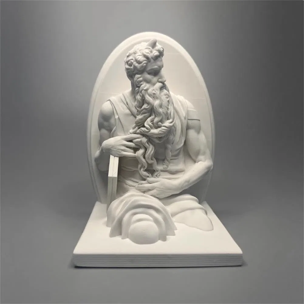 Statua di Mosè Mosè Michelangelo Busto Collezione Testa Figura Gesso Figura Mitologia Scultura per Soggiorno Casa Mensola Decorazione, Moderna Decorazione Domestica Schizzo Pratica Modello artistico
