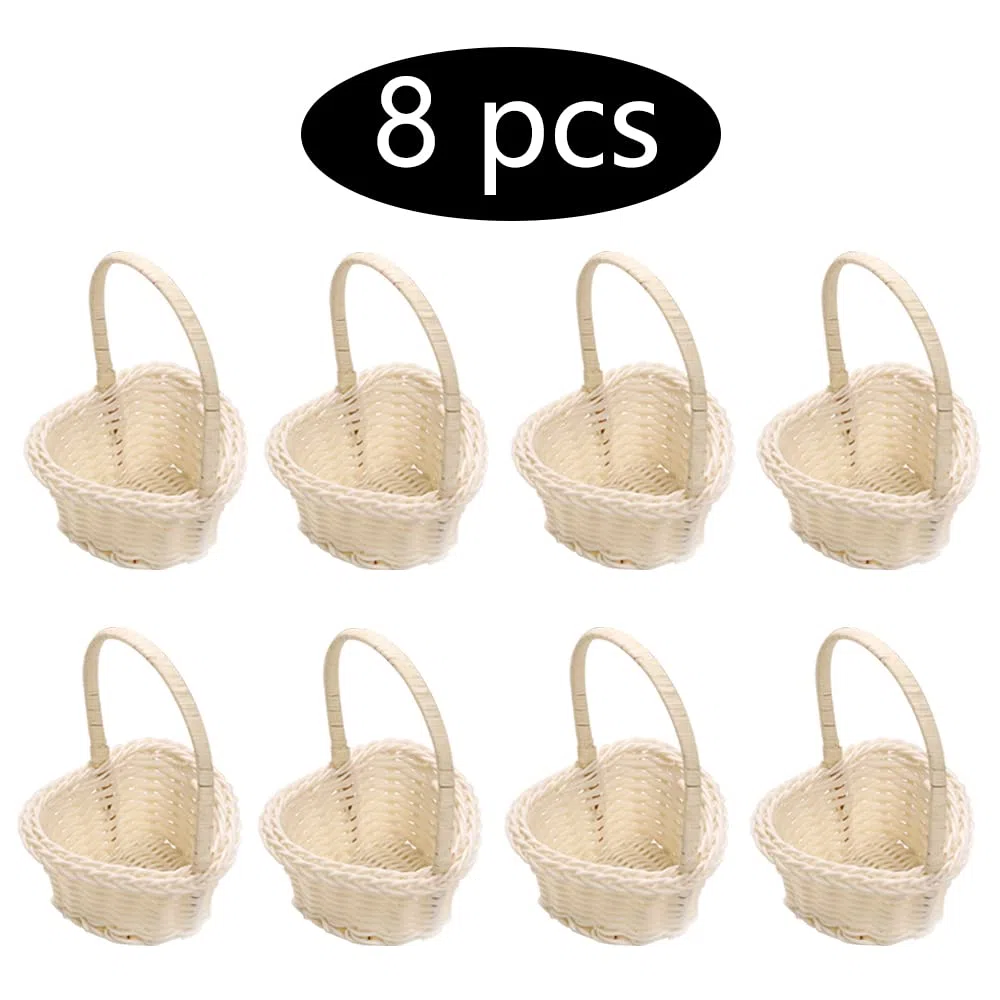 Cestini in Vimini con manico 8 Pezzi Cestini da Matrimonio Cestini in Rattan con Manico Cestini Vimini Cesto Picnic Mini Cestini di Vimini per Matrimoni o Come Decorazione