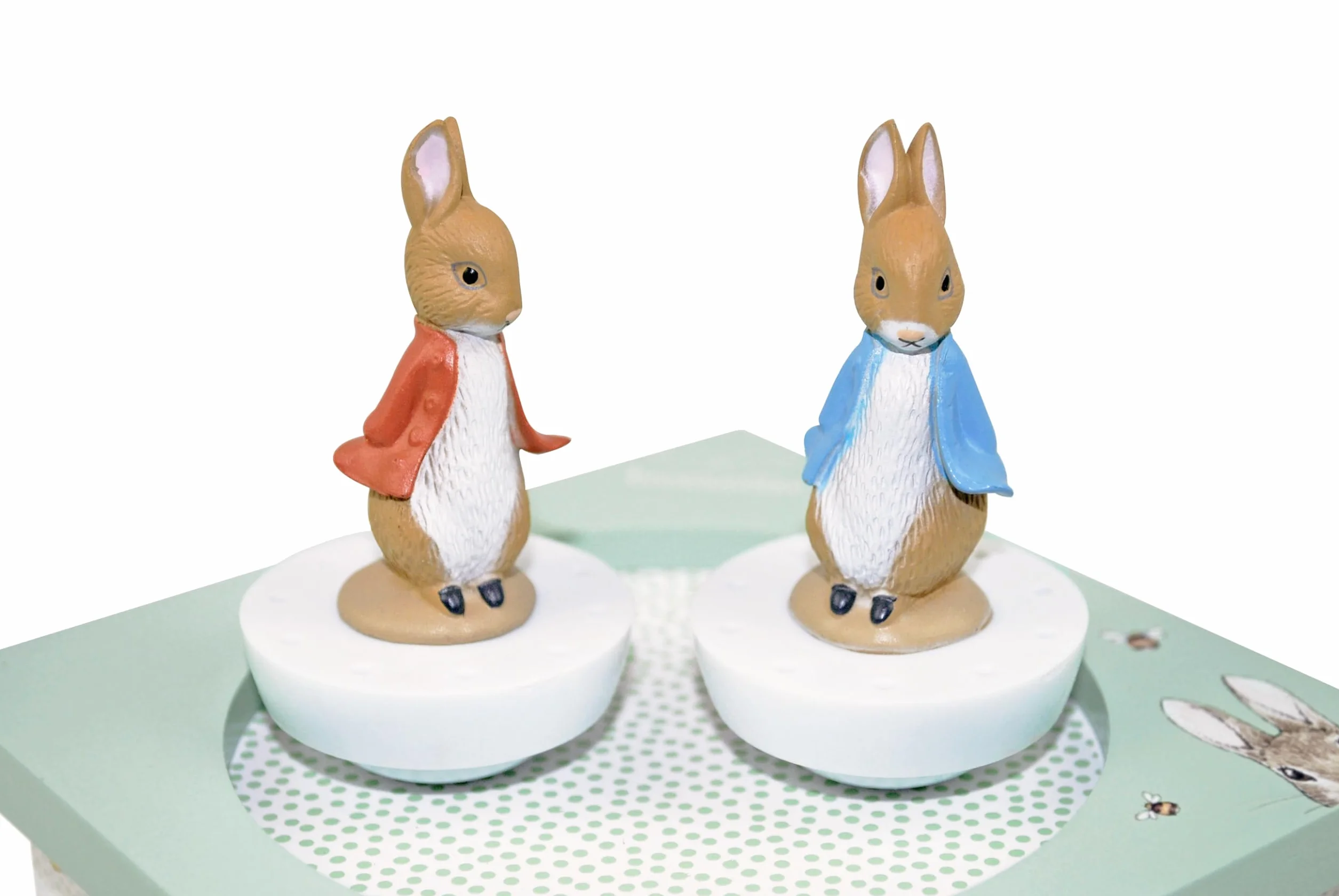 Trousselier - Peter Rabbit - Carillon danzante - 2 figure rimovibili - Facile da usare - Menuet De Mozart - Colore verde - 2 pezzi