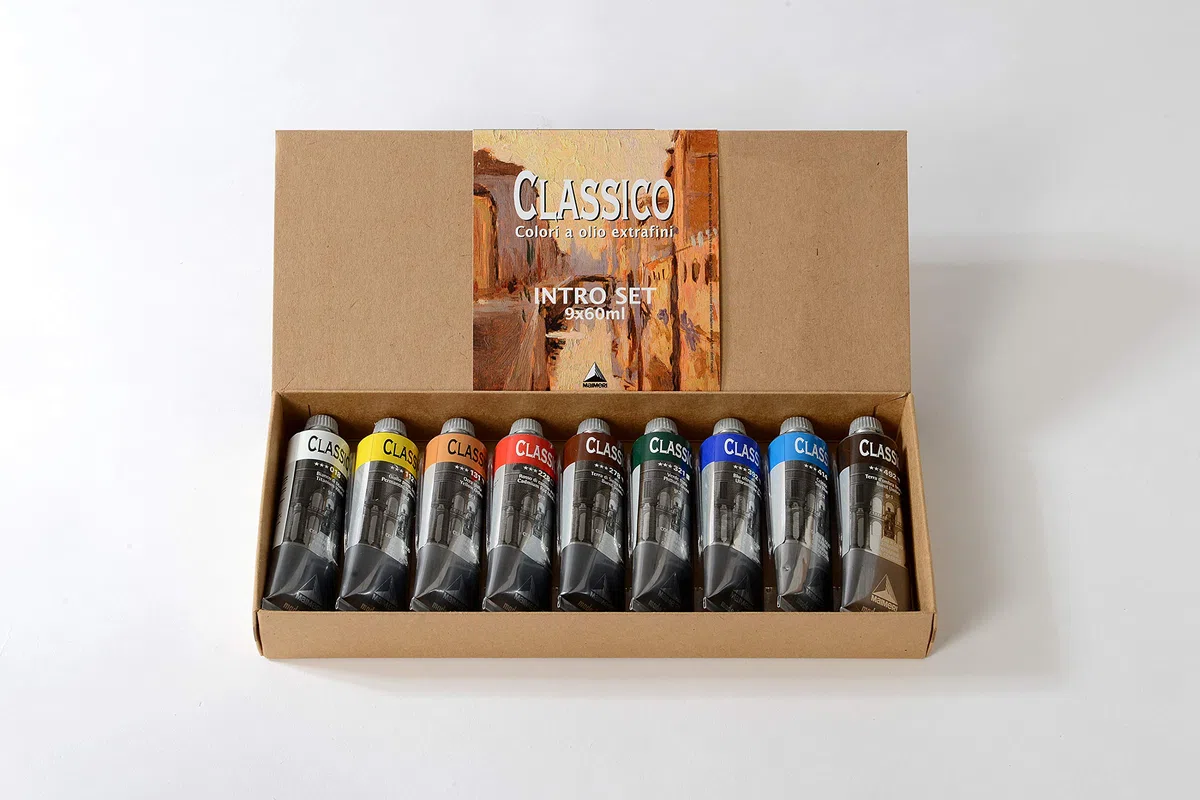 Maimeri Scatola in Cartone con 9 tubi Assortiti 60ml Colori a Olio Classico