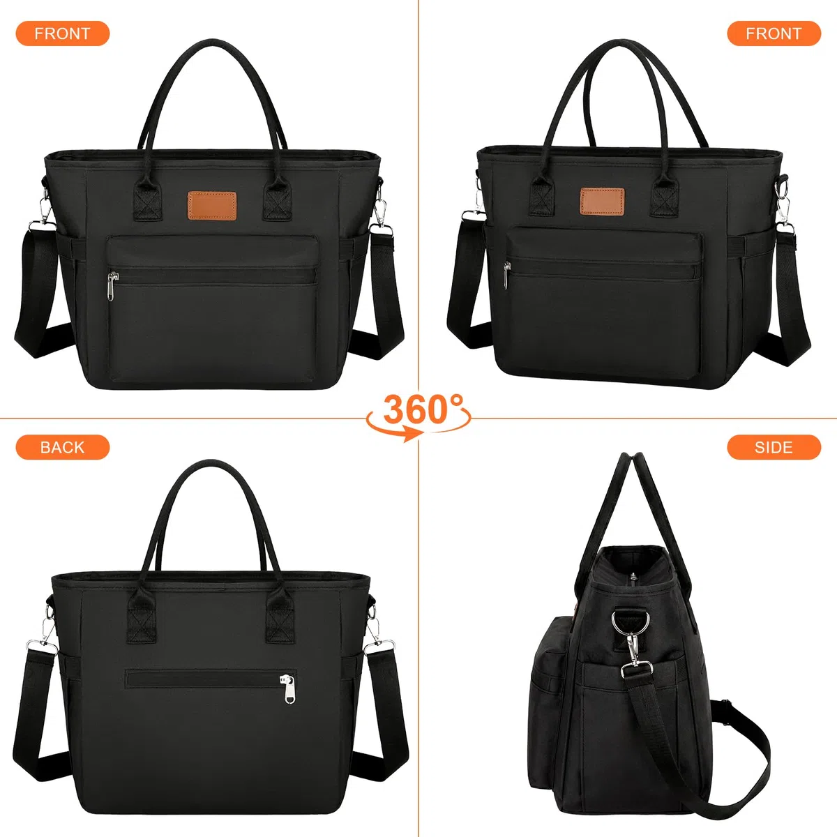 Nanxson ha isolato la borsa di pranzo per gli uomini delle donne le borse termiche del pranzo il contenitore di pranzo per il picnic di lavoro (15.5L, Nero)