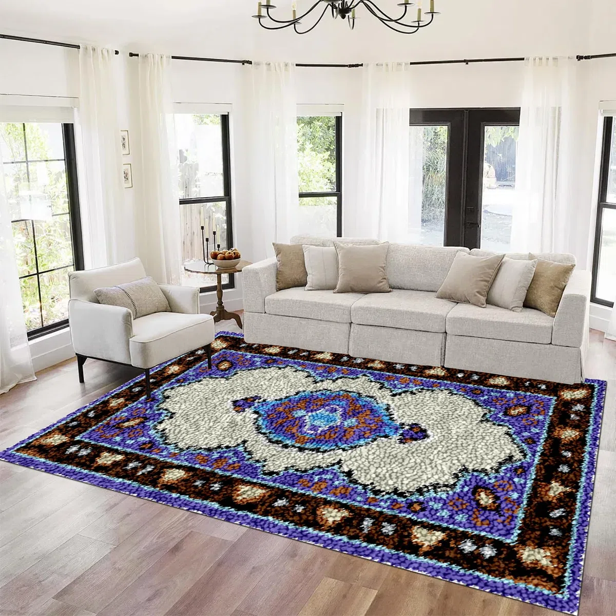 Tappeto per Uncinetto Latch Hook rug Kit per Adulti per lavori Fai da Te Kit Gancio di Chiusura Tappeto 69 x102 cm Kit Gancio di Chiusura Tappeto