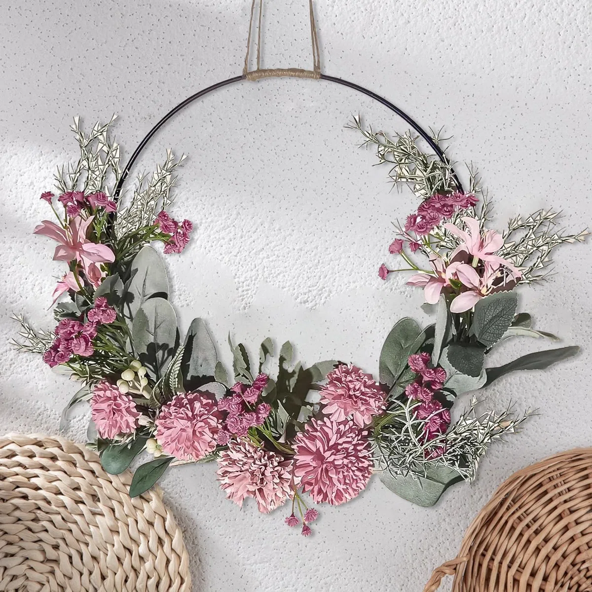 Ghirlanda Pasquale, Primaverile per Porta d'Ingresso, Fiori Artificiali, Decorativa per Pareti, Feste, Finestre, Matrimoni, Interni ed Esterni