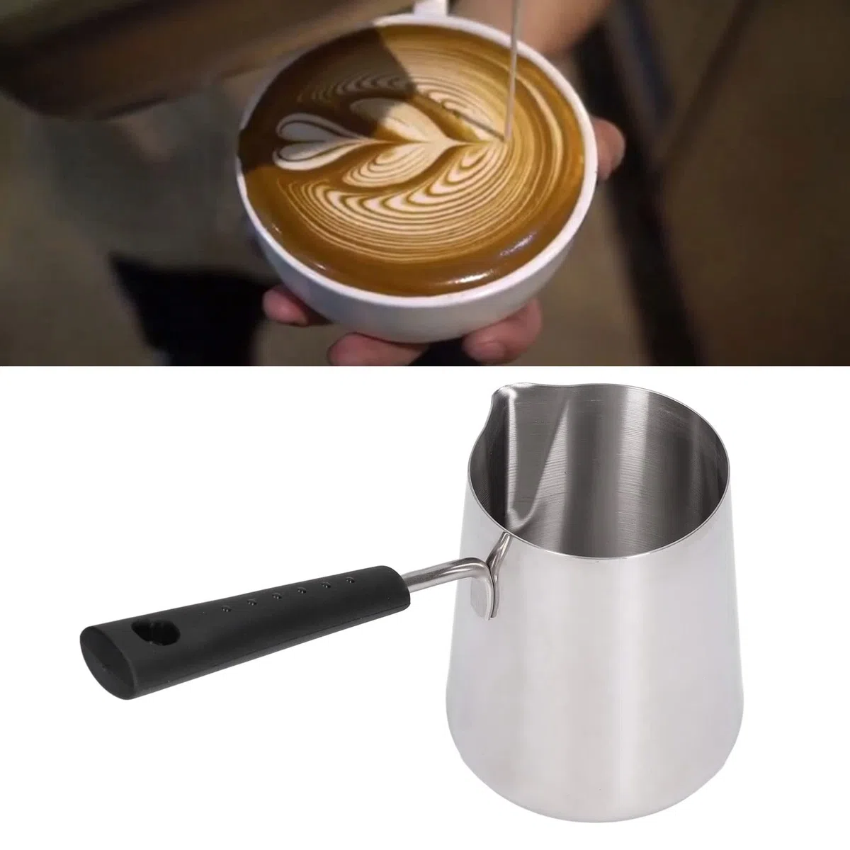 Tyenaza Pentolino Latte Induzione, 600 ml Scalda Burro, Scaldaburro Resistente alle Alte Temperature in Acciaio Inossidabile con Superficie Lucida con Manico Resistente al Calore per Sciroppo