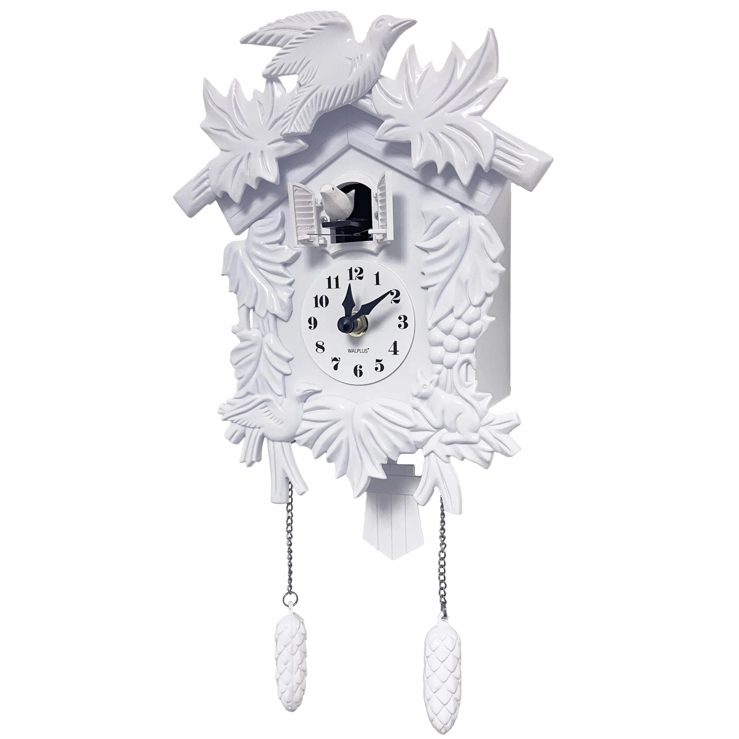 WALPLUS Orologio Da Parete Orologio a cucù Moderno Home Decor Decorazione Della Strofa Classico Cucina Soggiorno Casa Cuculo Vintage Bianco 20.2x37cm