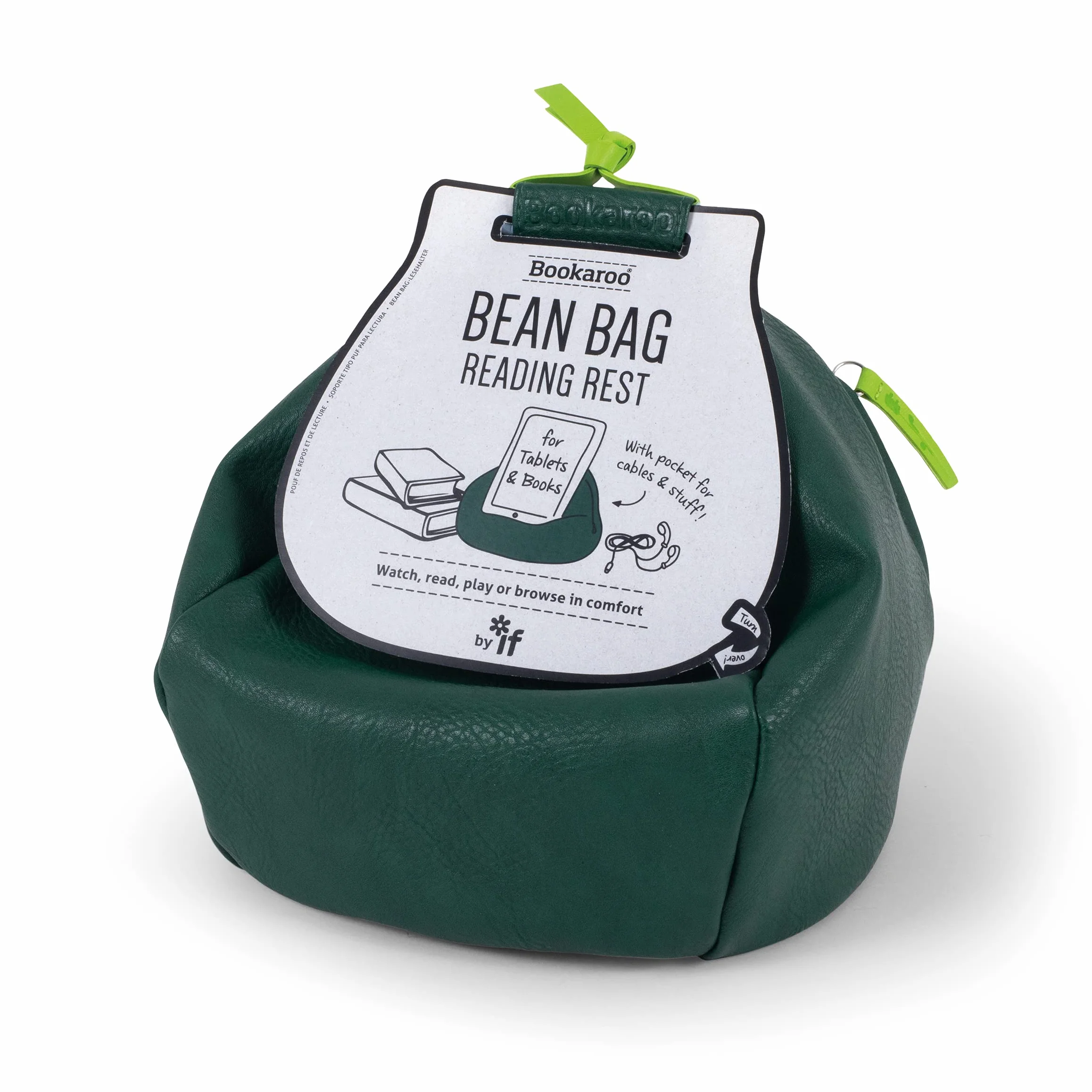 IF Bookaroo - Pouf a sacco da lettura, taglia unica, colore: verde bosco