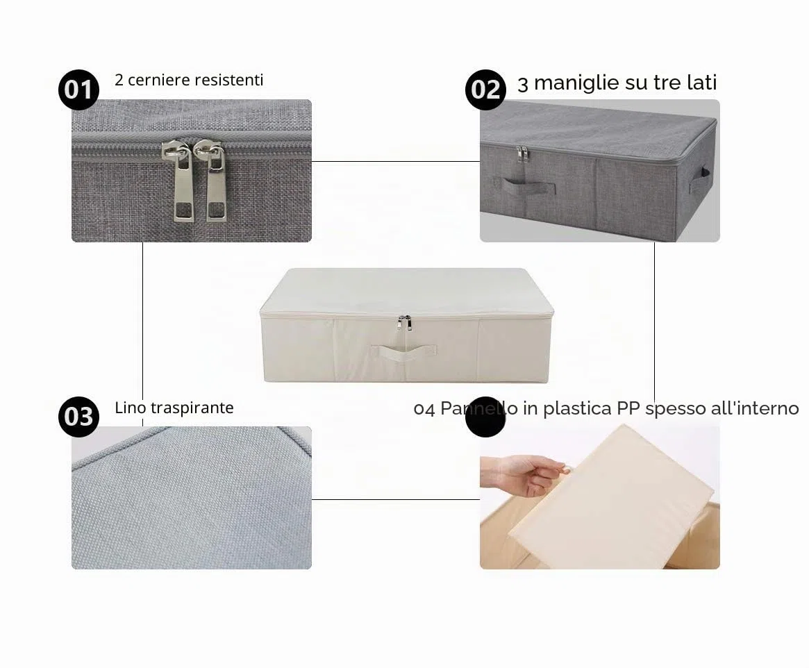 iwill CREATE PRO Pieghevole con Coperchio sotto la Scatola di immagazzinaggio del Letto, Bordo Inferiore Amovibile, pattumiere sottobase AntiGraffio, Beige